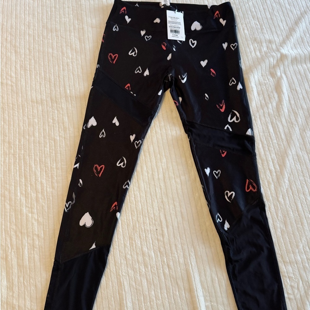Fabletics Black Leggings with Heart Pattern